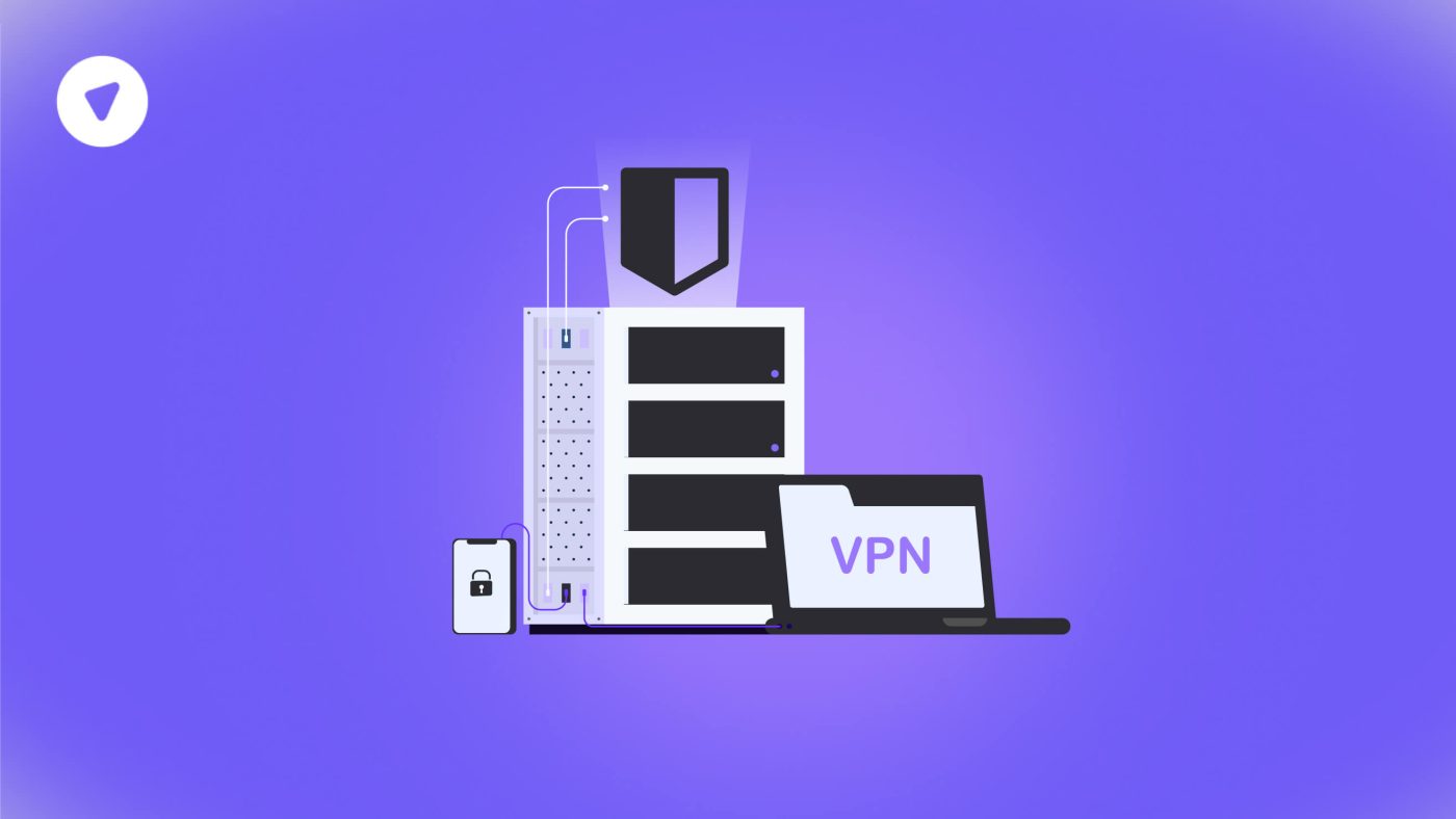 Illustration of a RAM-only VPN setup showing a secure server, laptop with VPN label, and a smartphone with a lock icon, highlighting data privacy.