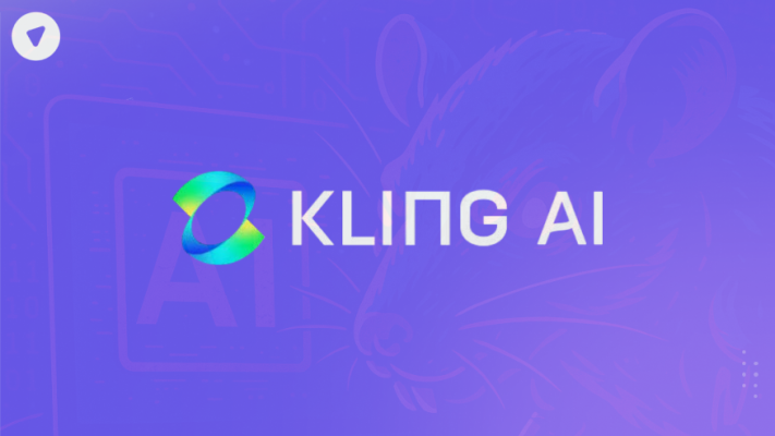 Logo of Kling AI on a digital-themed background with a faint outline of a rat, hinting at the presence of Remote Access Trojan (RAT) risks.