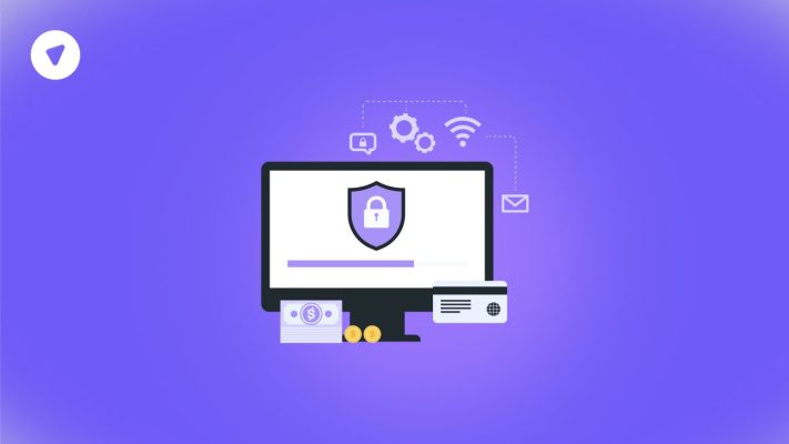 Illustration of private cybersecurity solutions featuring a secure computer with currency and digital elements, symbolizing rising private sector demand due to Trump Administration cybersecurity funding cuts.