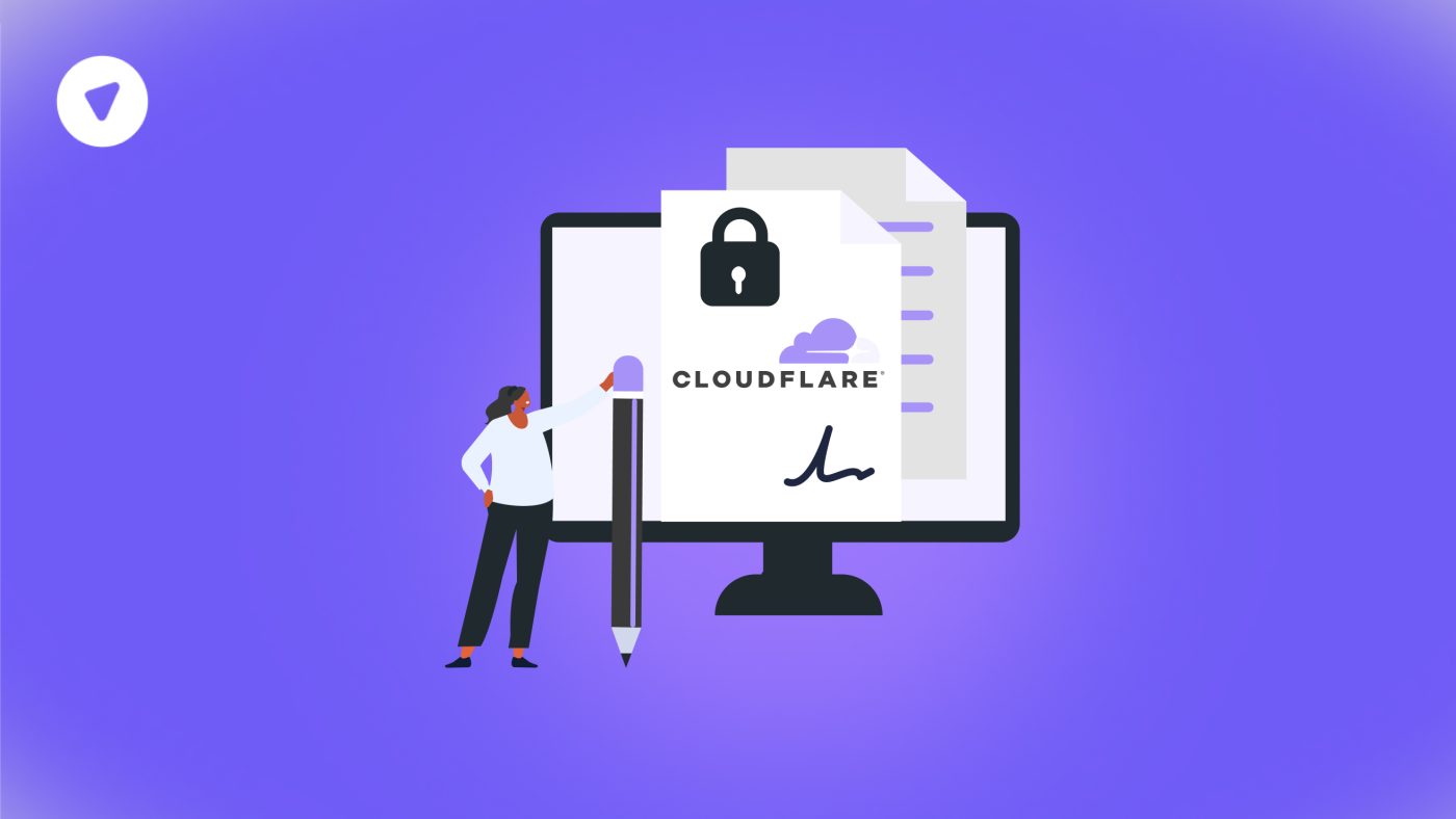 Illustration of a user facing verification with Cloudflare, representing the challenge of users who can't pass Cloudflare verification while browsing with a VPN.