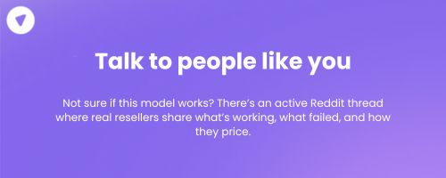 Reddit CTA for VPS resellers to join discussions with real users sharing tips, pricing models, and lessons from their reselling experiences.