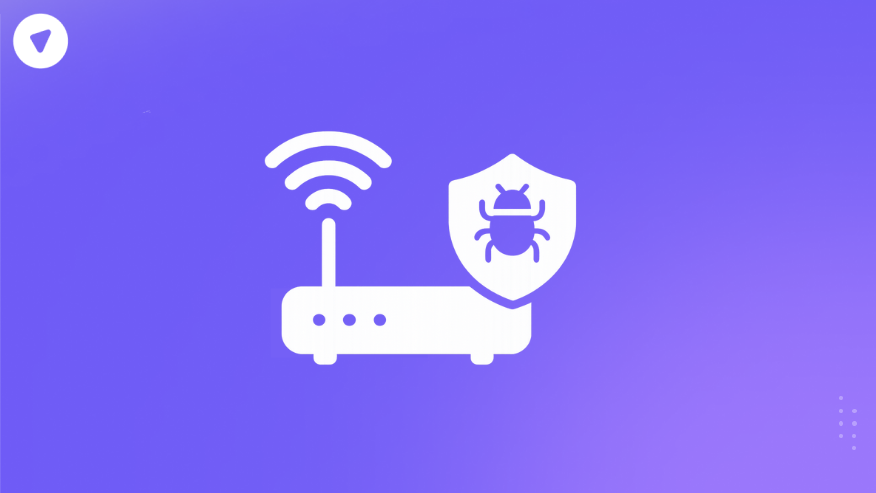 Icon showing a WiFi router with a malware shield, representing hack WiFi threats on wireless networks.