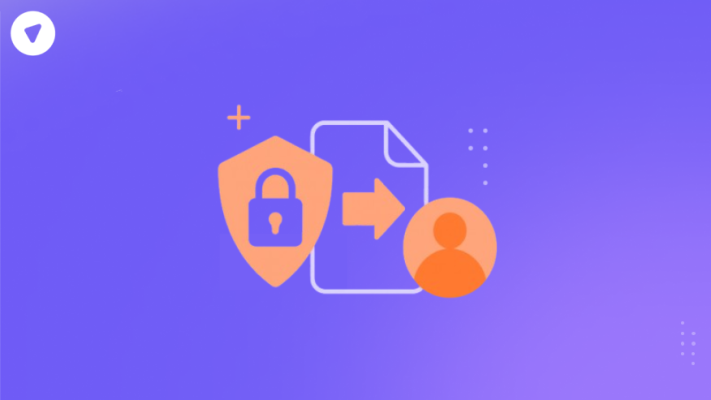 Minimalistic illustration showing a shield, document, and user icon representing Dados AS and its role in cybersecurity and business trust.