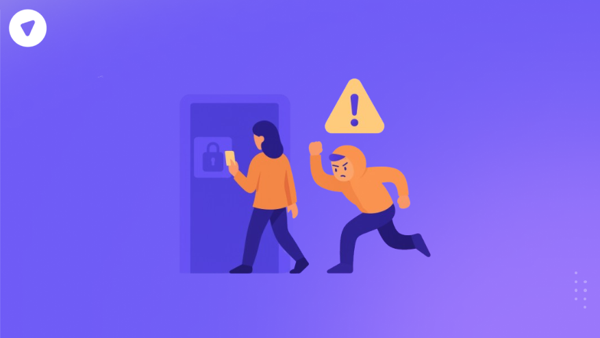 Illustration of a tailgating attack where an intruder follows a person into a secured area without authorization.