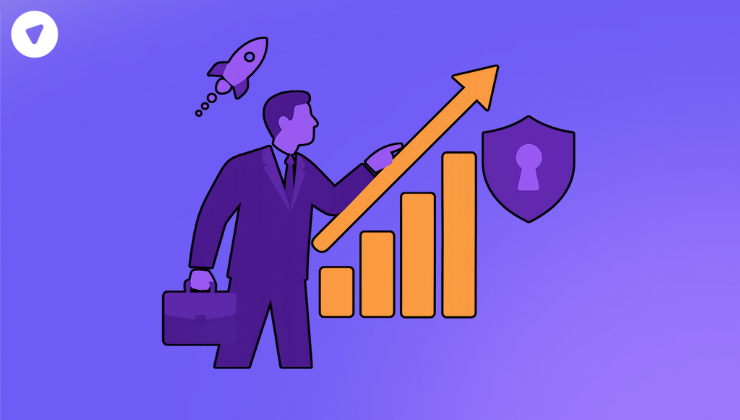 Professional businessman projecting success margin