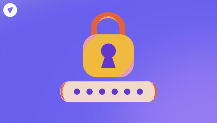 A lock with credentials below in encrypted form.