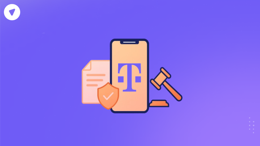 Minimalistic illustration showing legal and mobile elements symbolizing the T-mobile data breach settlement.