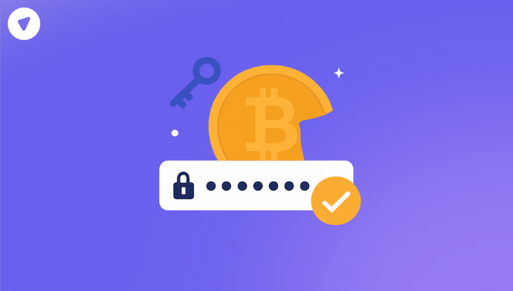 bitcoin logo with encrypted credentials