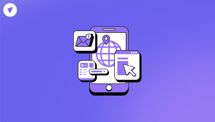 Illustration of a smartphone surrounded by icons representing online activity, symbolizing secure digital access and password management across platforms.