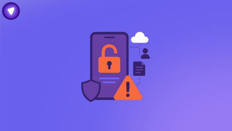 Illustration showing security symbols alongside a phone with icons for cloud, data protections, and credential security, highlighting the importance of security measures against data breaches.
