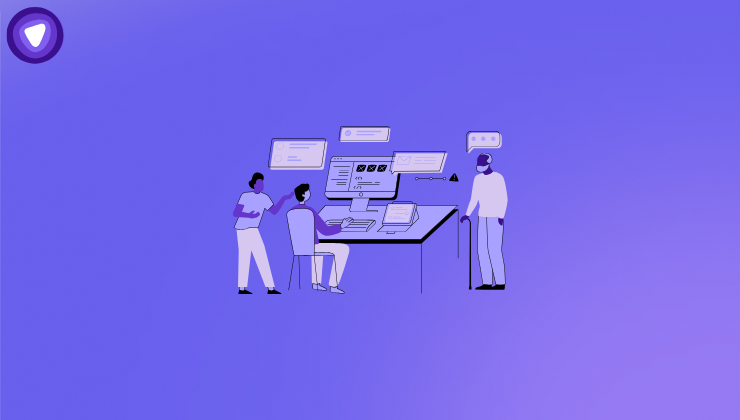 Illustration showing VPN resellers against a purple background, highlighting how this helps in turning customers into promoters through referral loops.