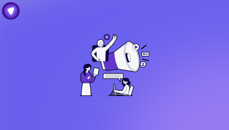 Illustration of a marketing strategy showing urgency, FOMO, and conversion tactics for resellers against a purple background.