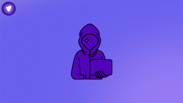 Illustration of a cybercriminal symbolizing the attack surface expansion against a purple background.