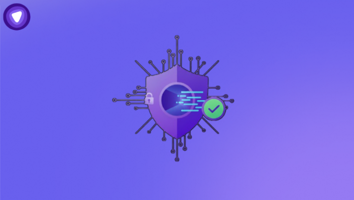 A minimalist, modern 2D vector icon of a digital security shield with circuit nodes, representing vpn add ons.