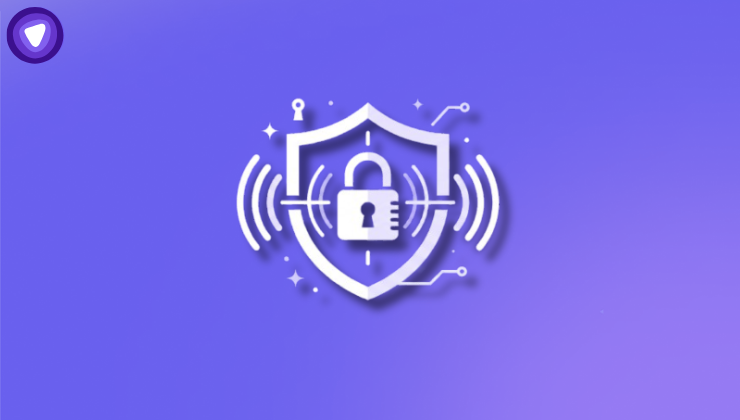 A minimalist blue line-art graphic of a padlock combined with a shield, symbolizing digital privacy and data protection.