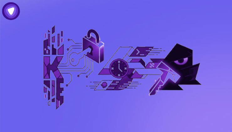 This minimalist image uses purple and white elements to visually represent the concept of digital security and clandestine access on the dark web.