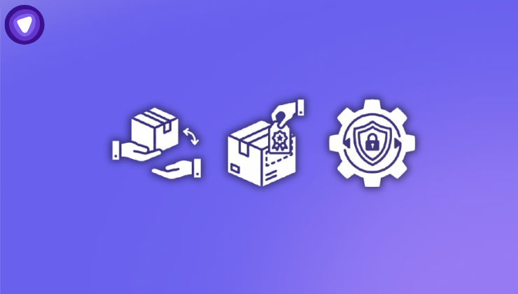 Minimalist purple and white icon illustration showing reseller, private label, and embedded privacy partnership models.